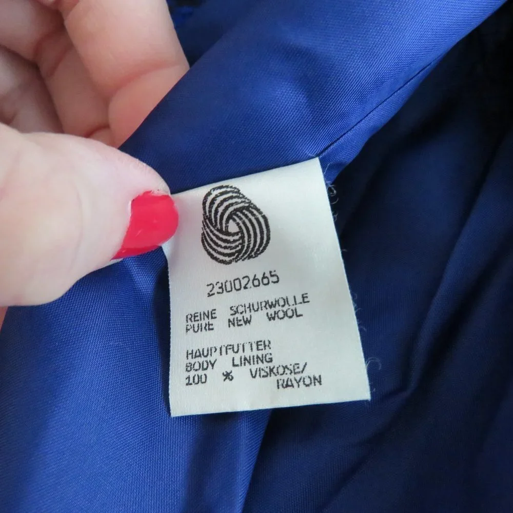 VINTAGE BASLER 100% Wool  Blue Houndstooth Blazer Jacket - US Size 6 - Picture 6 of 9